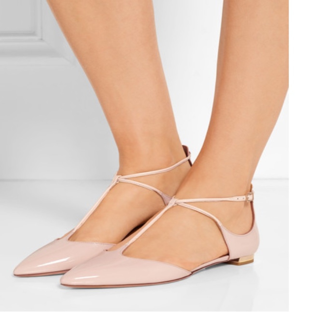 Aquazurra Nude Patent Leather Flats 36
